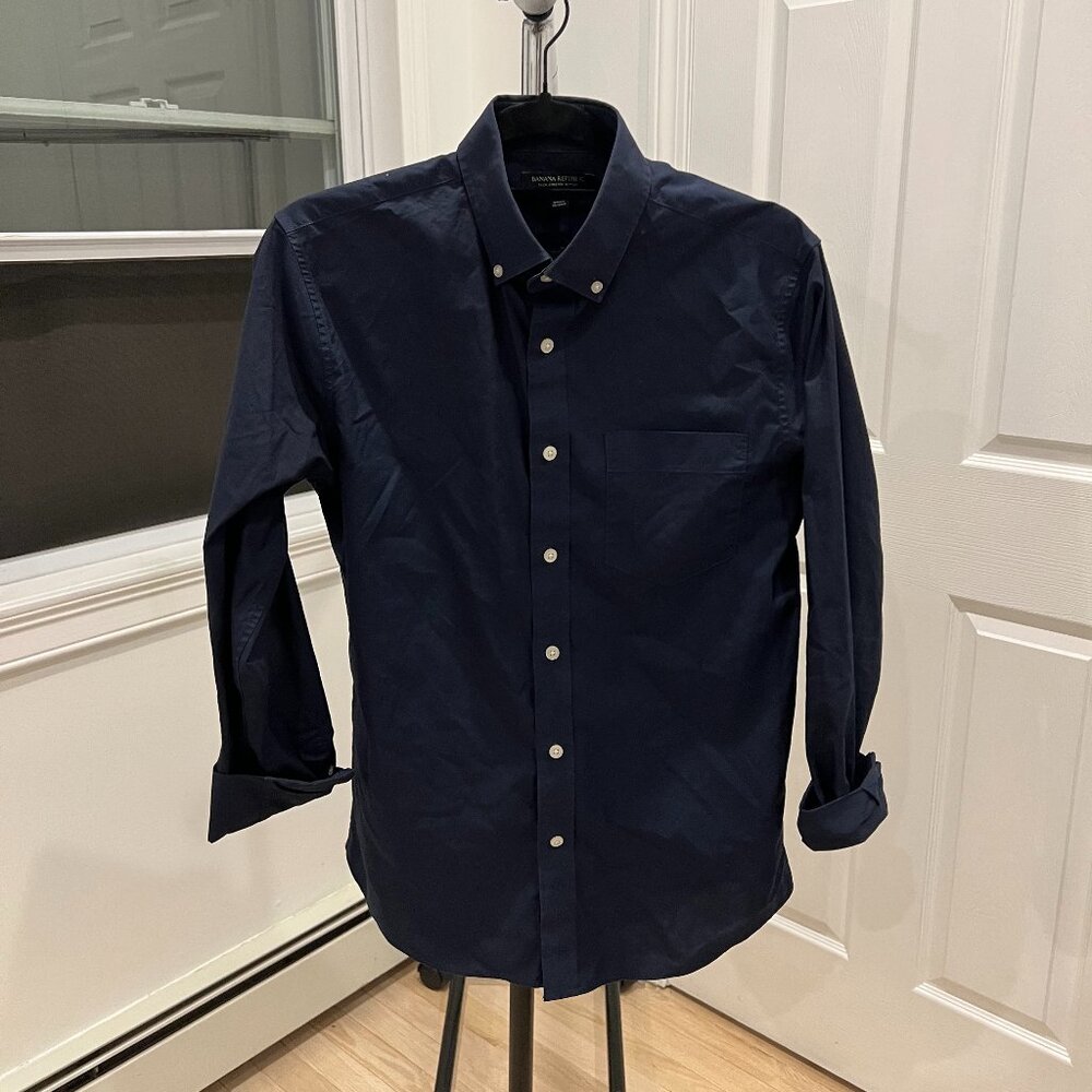Banana Republic - Flex Fit Slim Button Down - Navy Blue